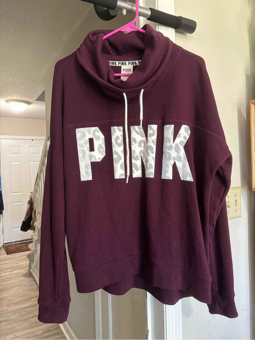 Victoria's Secret PINK Maroon Cowl Neck Sweatshirt